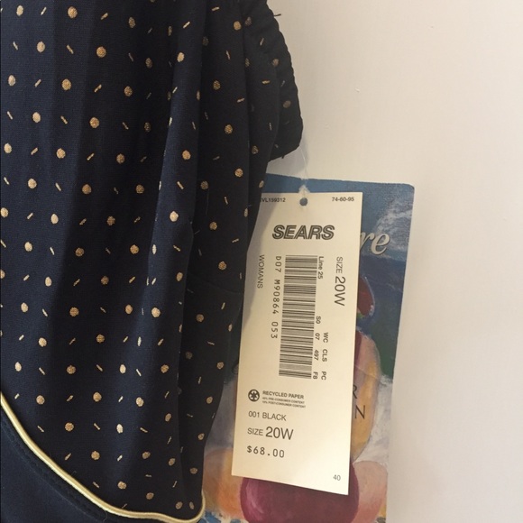 Vintage One piece bathing suit w gold polka dots and trim 1990's - Picture 6 of 6